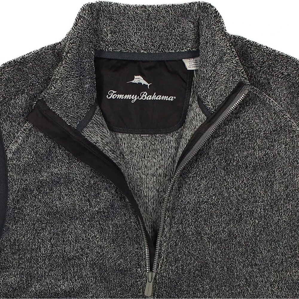 Tommy Bahama Men's Small Coal Cascade Cozy Plush Full Zip Vest with Pockets - Picture 2 of 6